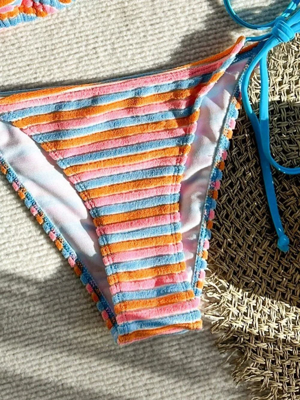 Multicolor Cute Women's Contrast Color Halter Tie bikini Set